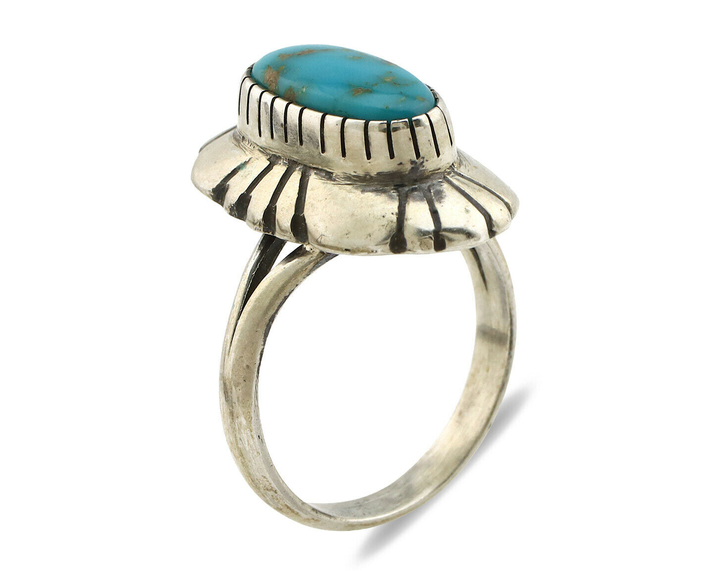 Navajo Ring .925 Silver Arizona Turquoise Signed M Montoya C.80's