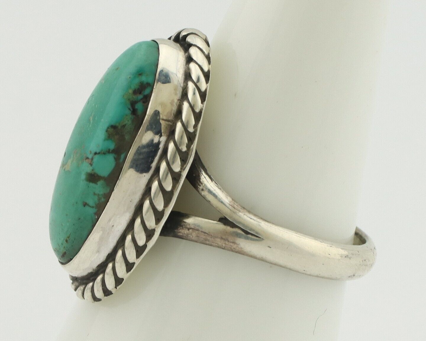 Navajo Ring 925 Silver Natural Blue Kingman Turquoise M Montoya C.80's