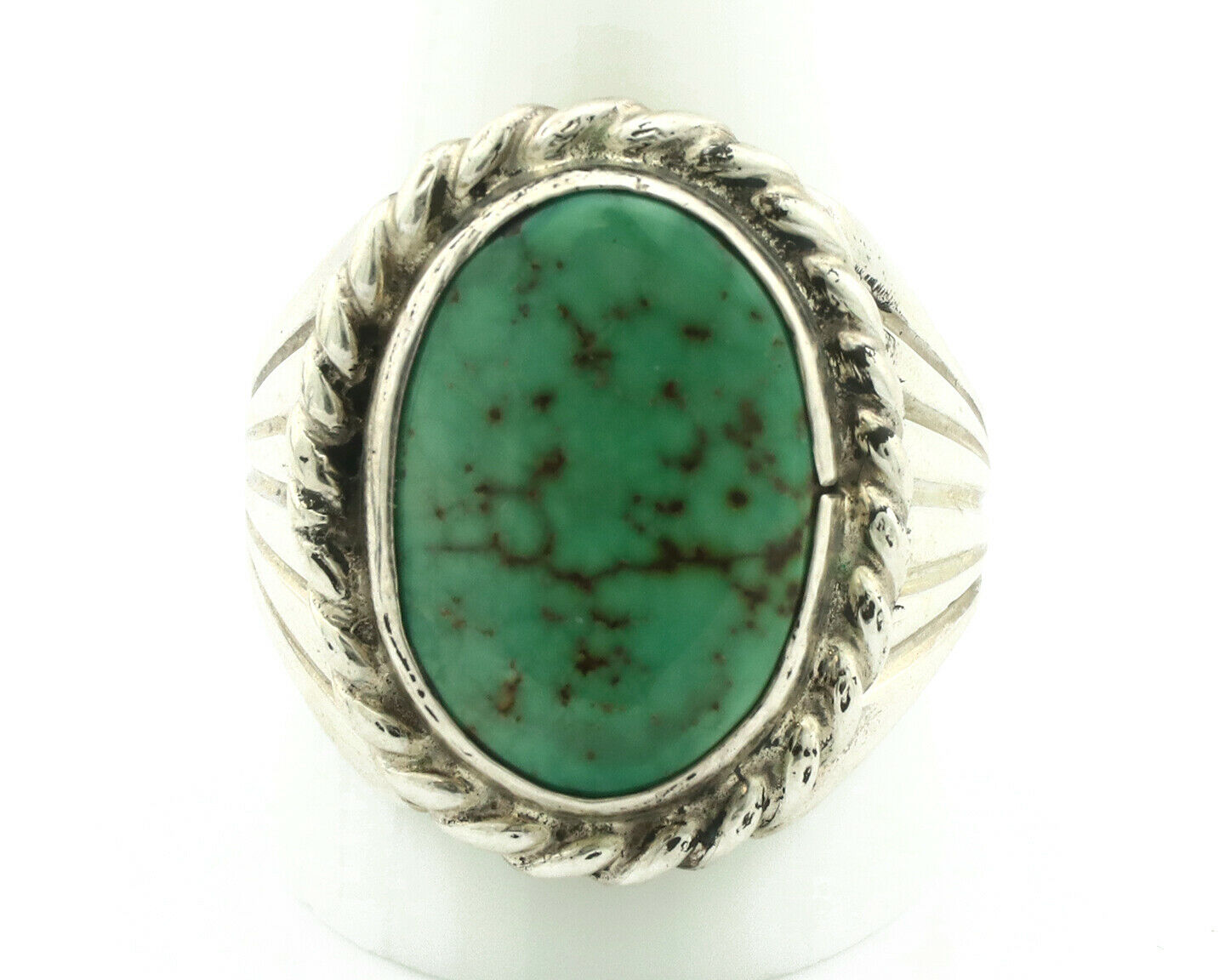 Navajo Ring .925 Silver Spiderweb Turquoise Signed C Montoya C.80's