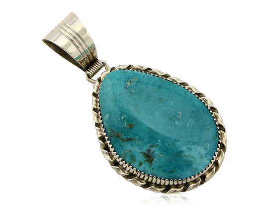 Navajo Pendant Turquoise Mountain .925 Silver Signed LTB C.80's