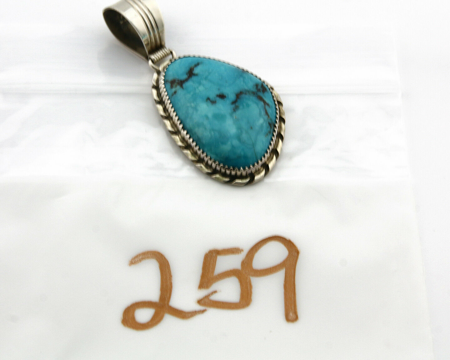 Navajo Pendant Turquoise Mountain .925 Silver Signed LTB C.80's