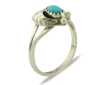 Navajo Ring .925 Silver Natural Blue Turquoise Artist Signed DT C.80's