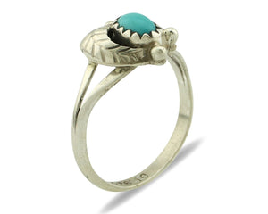 Navajo Ring .925 Silver Natural Blue Turquoise Artist Signed DT C.80's