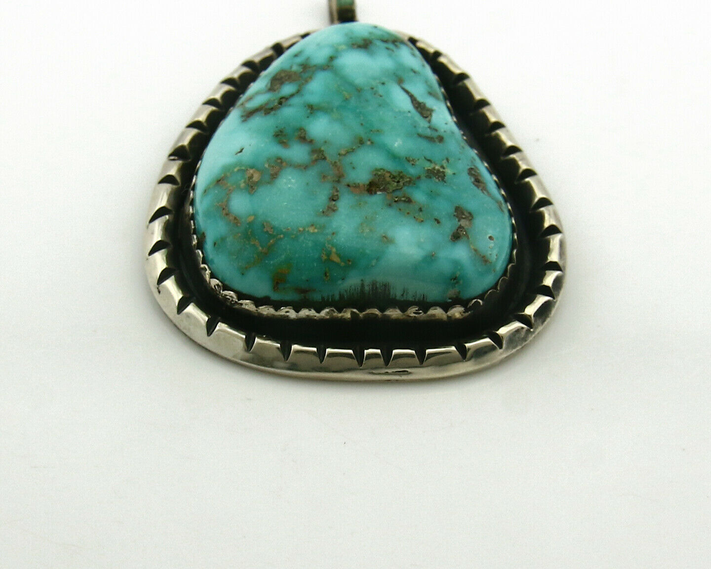 Navajo Pendant .925 Silver Kingman Turquoise Signed Artist Yazzie C.80's