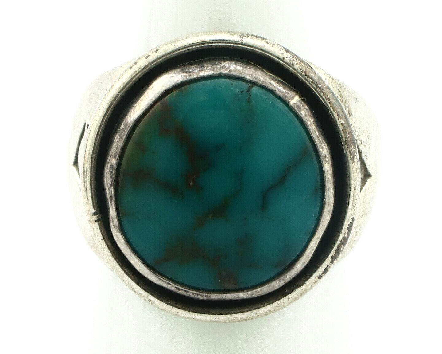 Navajo Ring .925 Silver Spiderweb Turquoise Native Artist C.80's