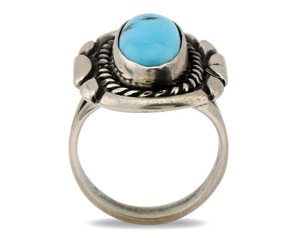 Navajo Ring .925 Silver Sleeping Beauty Turquoise Artist Signed M Montoya C.80's