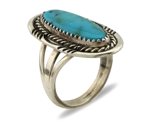 Navajo Ring 925 Silver Turquoise Mountain Artist Signed M Begay C.80's