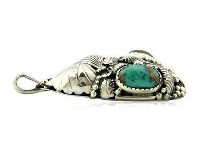 Navajo Pendant .925 Silver Bisbee Turquoise Signed Tom Willeto C.80's