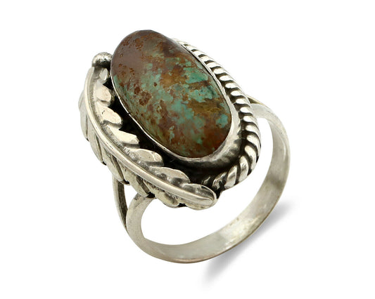 Navajo Ring .925 Silver Turquoise Mountain Signed Artist Apache C.80's