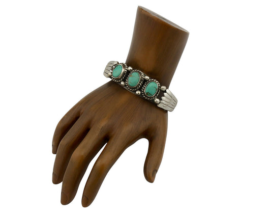 Navajo Bracelet .925 Silver Arizona Turquoise Artist Signed C Montoya Circa 80's