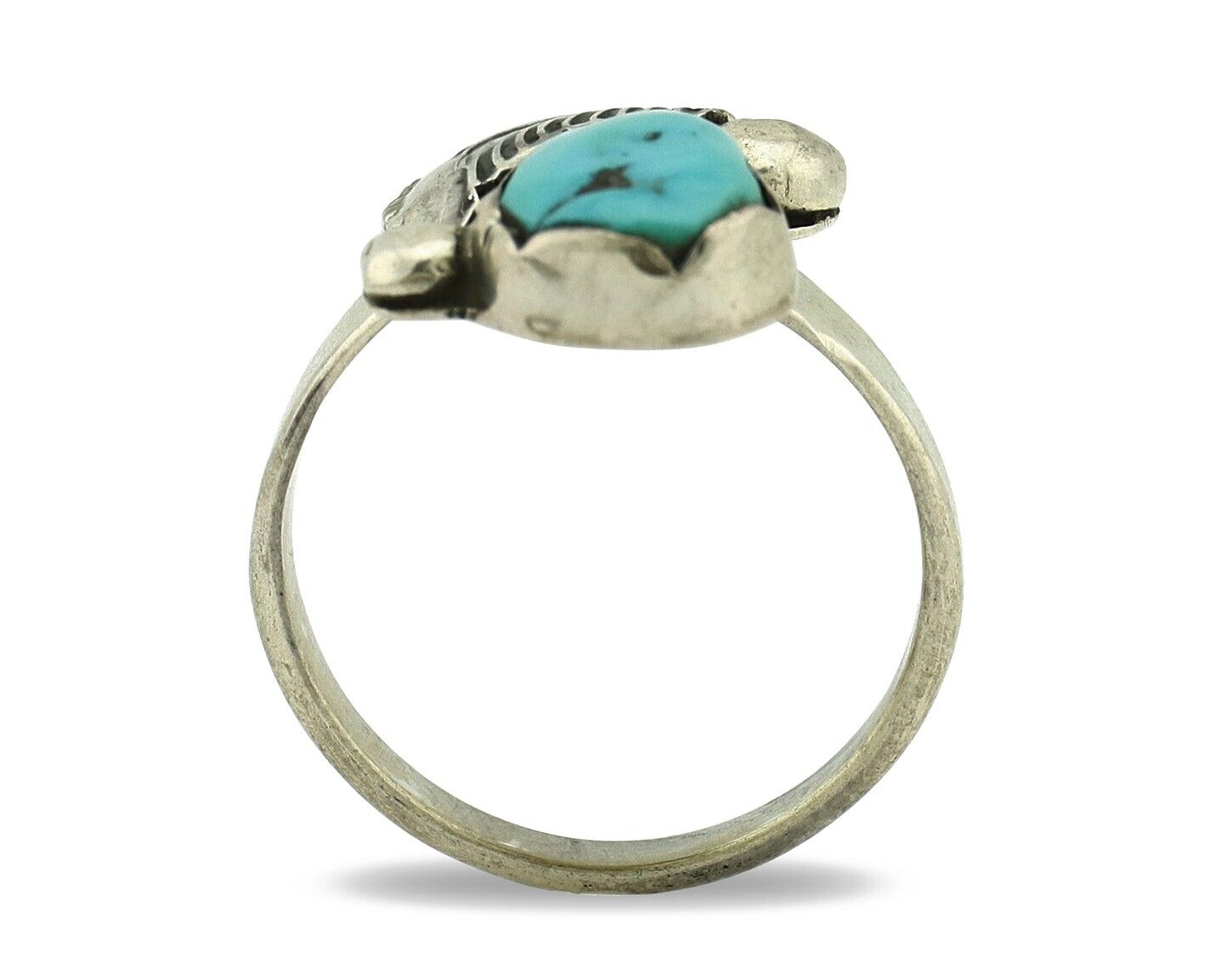 Zuni Ring 925 Silver Natural Blue Turquoise Artist Signed Simplicio C.80's