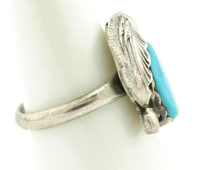 Zuni Ring 925 Silver Sleeping Beauty Turquoise Artist Signed Simplicio C.80's