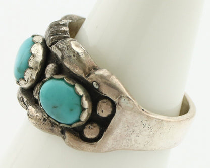 Navajo Ring .925 Silver Natural Blue Turquoise Native American Artist C.80's