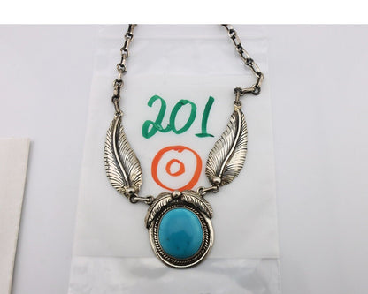 Navajo Necklace 925 Silver Blue Turquoise Artist Signed M Montoya C.80's