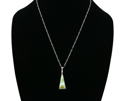 Women's Turquoise Pendant .925 Silver Gemstone Inlaid Necklace