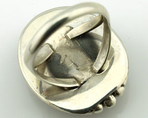 Navajo Hand Stamped Ring 925 Silver Natural Lapis Native American Artist C.80's