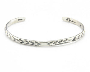 Navajo Bracelet .925 Silver Hand Stamped Arrow Head Artist I Montoya C.80's