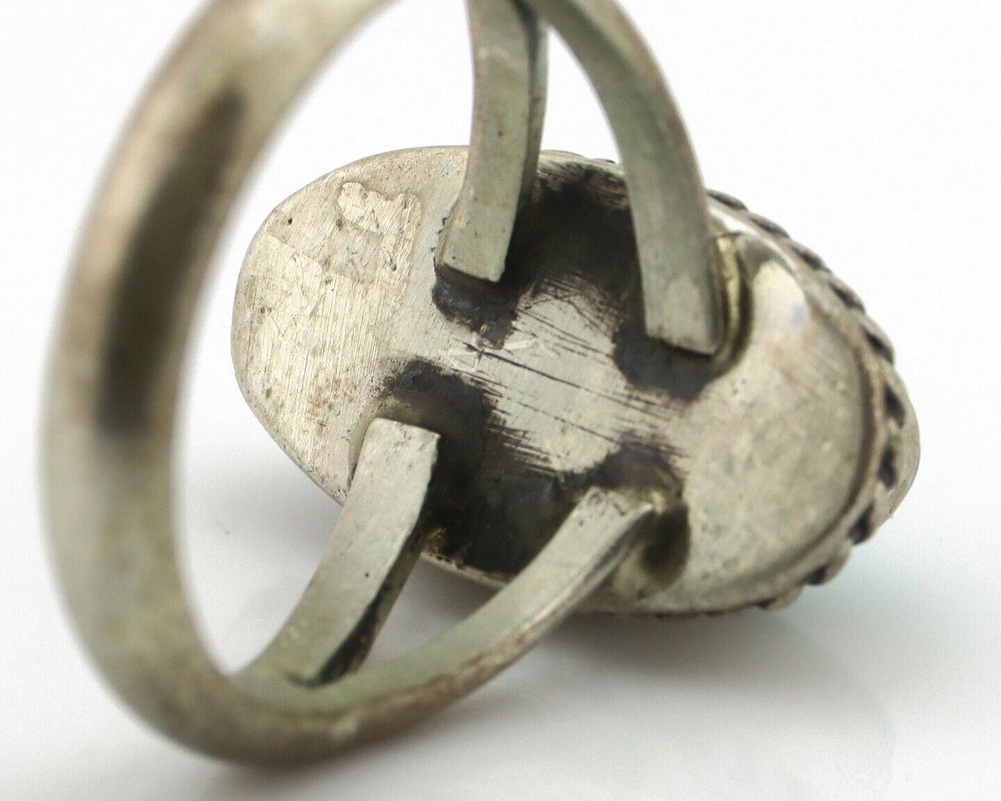 Navajo Ring 925 Silver Spiderweb Turquoise Native American Artist C.80's