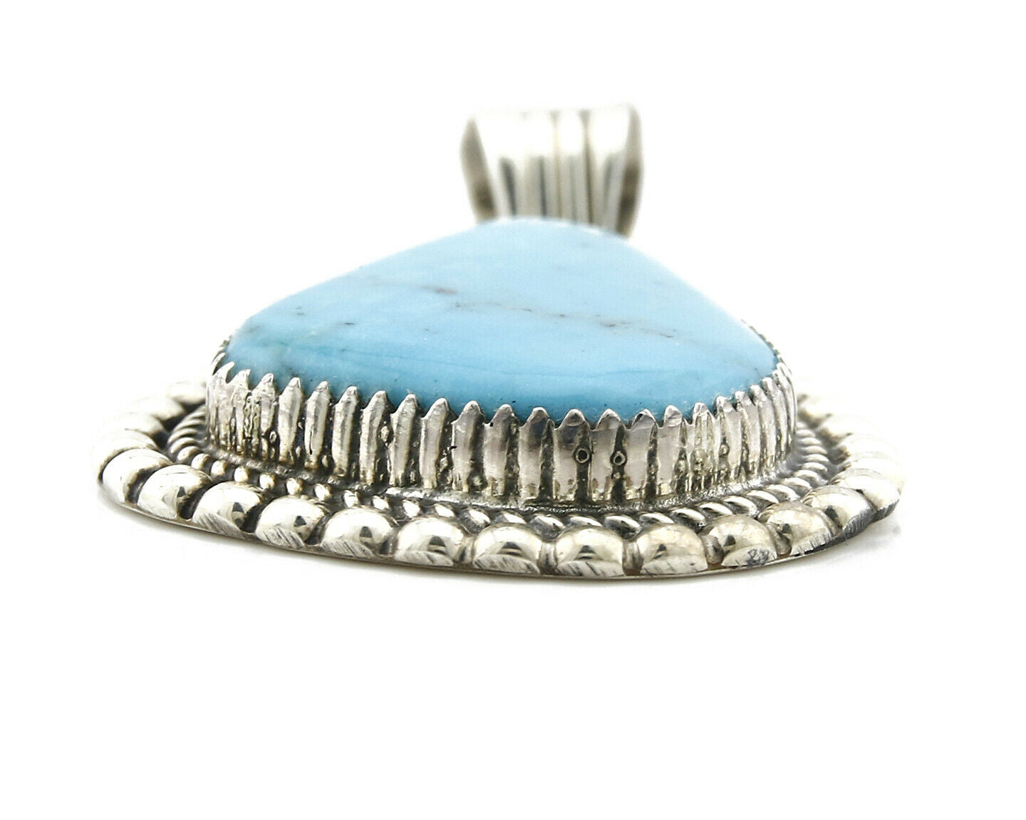 Navajo Pendant .925 Silver Turquoise Signed Artist LT Begay C.80's