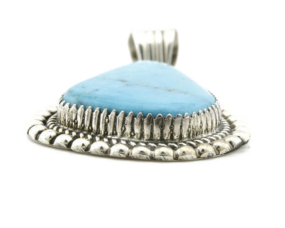 Navajo Pendant .925 Silver Turquoise Signed Artist LT Begay C.80's