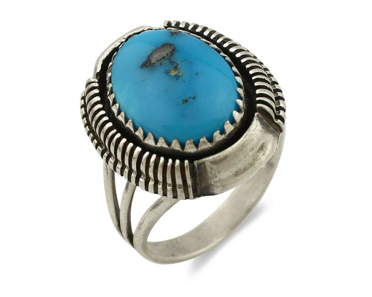 Navajo Ring .925 Silver Natural Mined Turquoise Artist Signed M Nez C80s