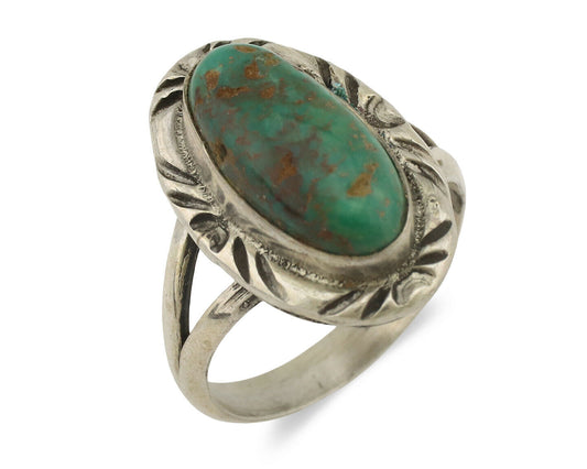 Navajo Ring .925 Silver Natural Mined Turquoise Native Artist Signed C.80's