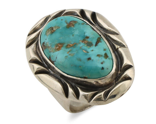 Navajo Ring 925 Silver Natural Blue Turquoise Native Artist Signed C Montoya C80