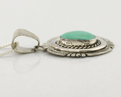 Navajo Necklace .925 Silver Kingman Turquoise Signed JP C.1980's