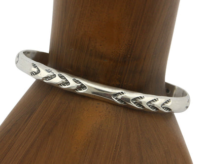 Navajo Bracelet .925 Silver Hand Stamped Arrow Head Artist Montoya C.80's