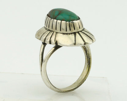 Navajo Ring .925 Silver Green Turquoise Artist Signed M Montoya C.80's