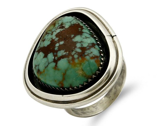 Navajo Turquoise Ring .925 Silver Turquoise Handmade Shadow Box