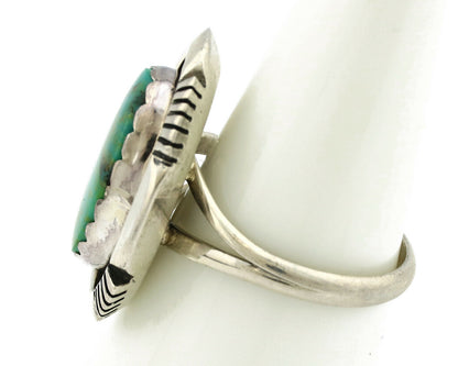 Navajo Ring .925 Silver Kingman Turquoise Artist Signed M Nez C80s