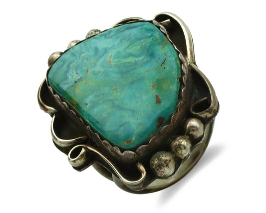 Navajo Ring .925 Silver Kingman Turquoise Native American Artist C.1980's