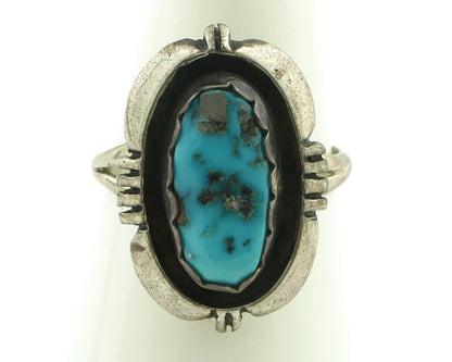 Navajo Ring .925 Silver Sleeping Beauty Turquoise Native American Artist C.80's