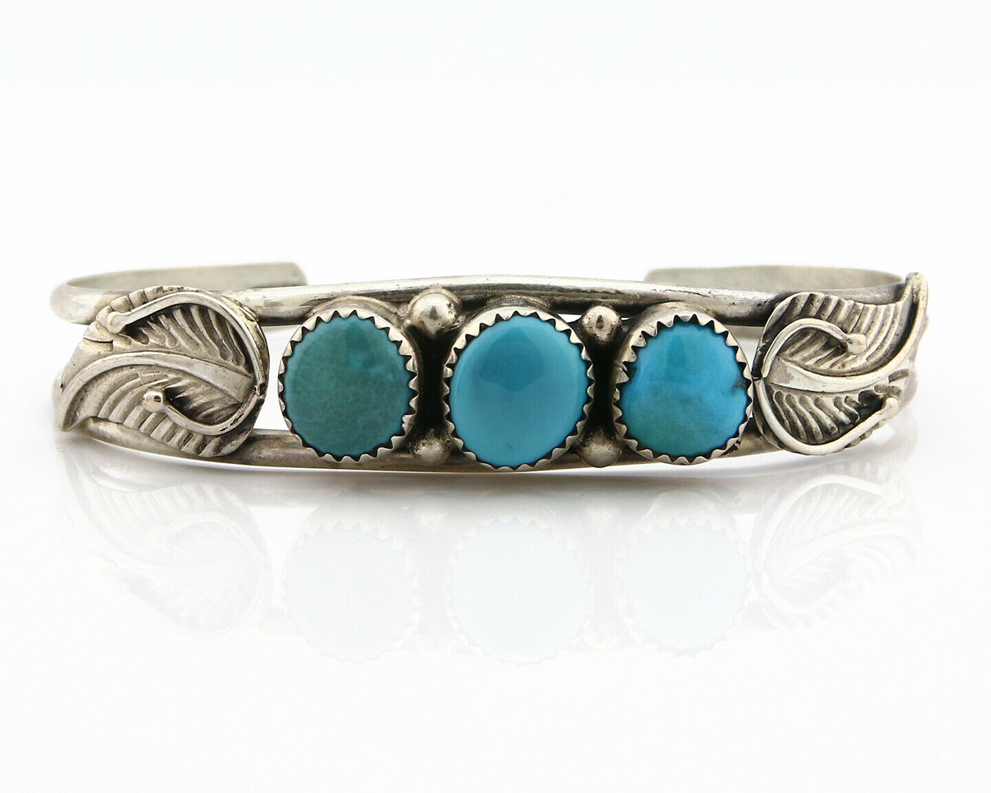 Navajo Bracelet .925 Silver Turquoise Mountain Signed RKFE C.80's