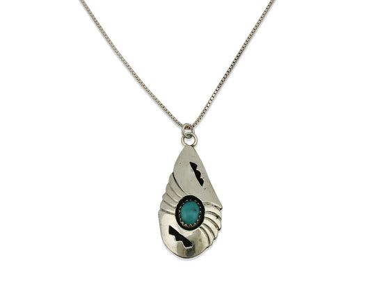 Navajo Pendant .925 Silver Blue Turquoise Native American C.80's