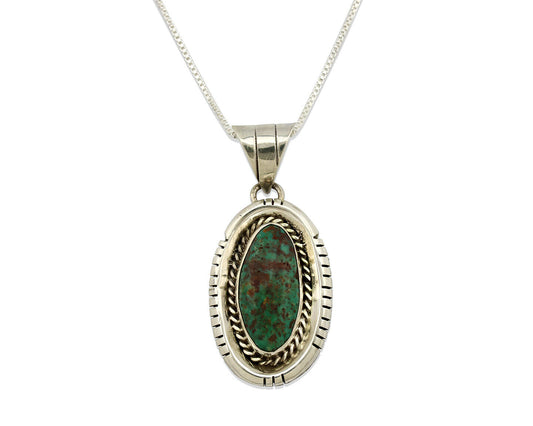 Navajo Necklace .925 Silver Green Turquoise Signed AE C.1980's