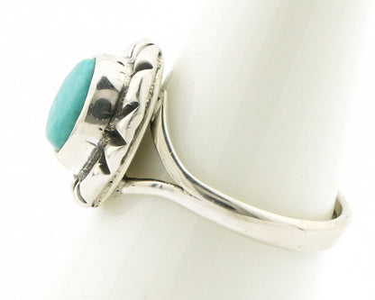 Navajo Ring .925 Silver Kingman Turquoise Artist Signed Gecko C.90's