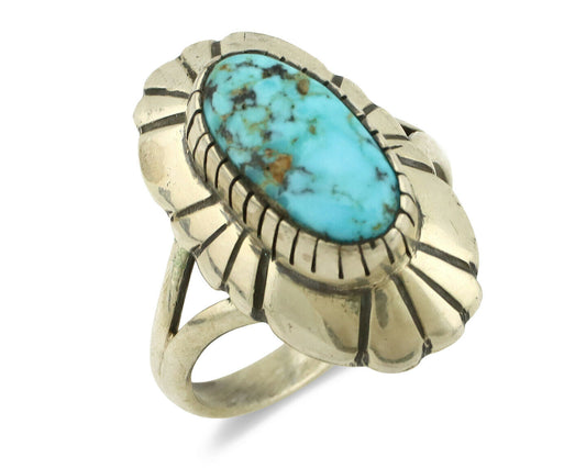 Navajo Ring .925 Silver Arizona Turquoise Signed M Montoya C.80's