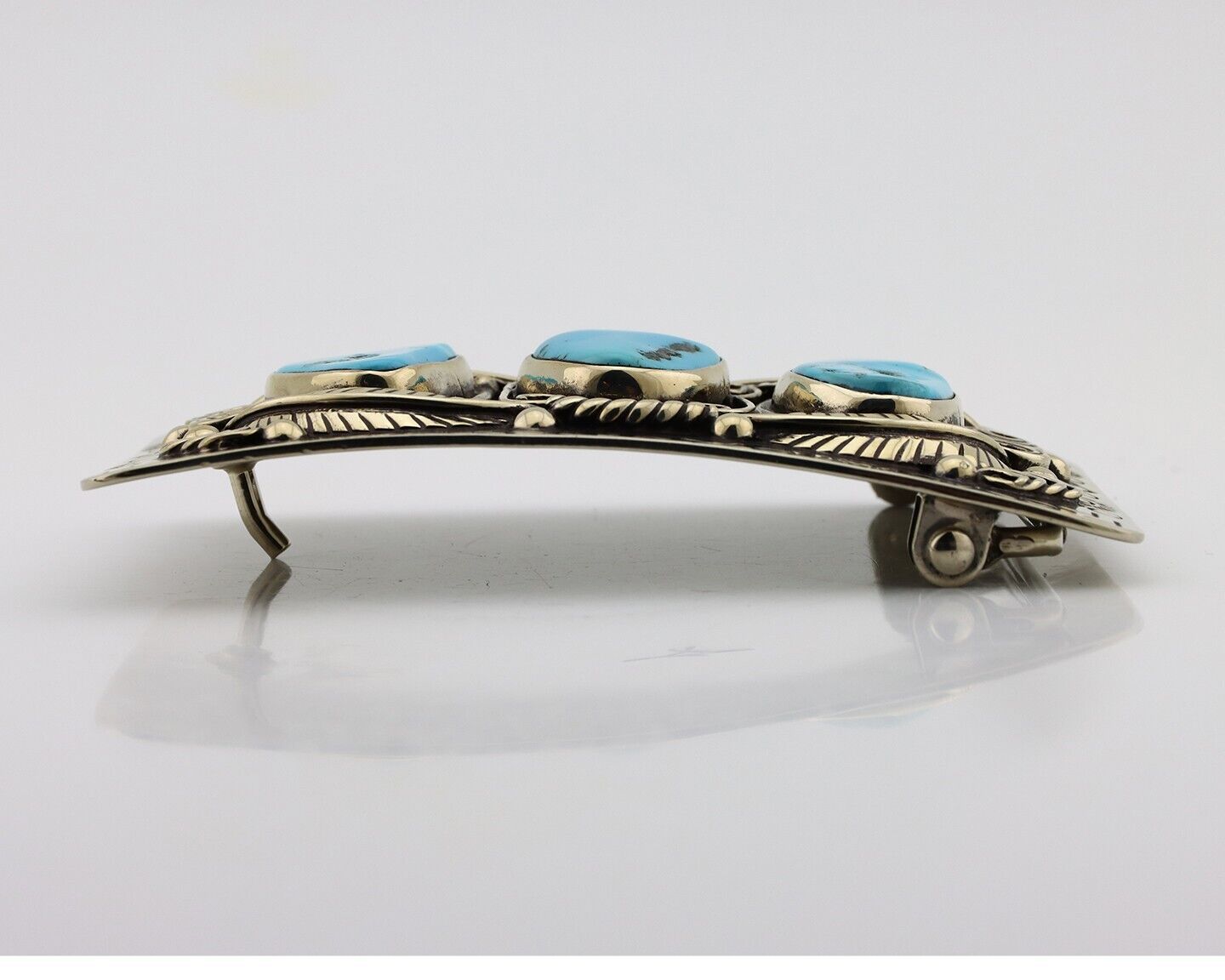 Men Navajo Belt Buckle 999 Nickel Blue Turquoise Artist Signed Teepee Handmade