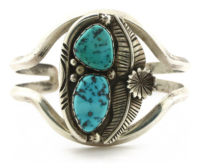 Navajo Bracelet 925 Silver Sleeping Beauty Turquoise Native Artist C.80's