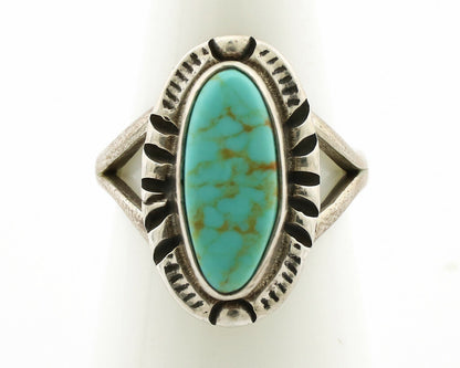 Navajo Ring .925 Silver Kingman Turquoise Artist Signed Gecko C.90's