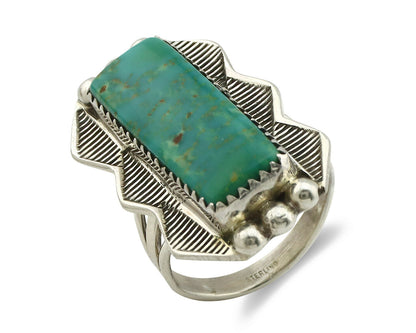 Navajo Ring .925 Silver Natural Aqua Turquoise Signed Apache C.80's