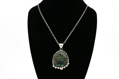 Old Pawn Navajo Signed "D" Natural Mined Blue Diamond Turquoise .925 Necklace