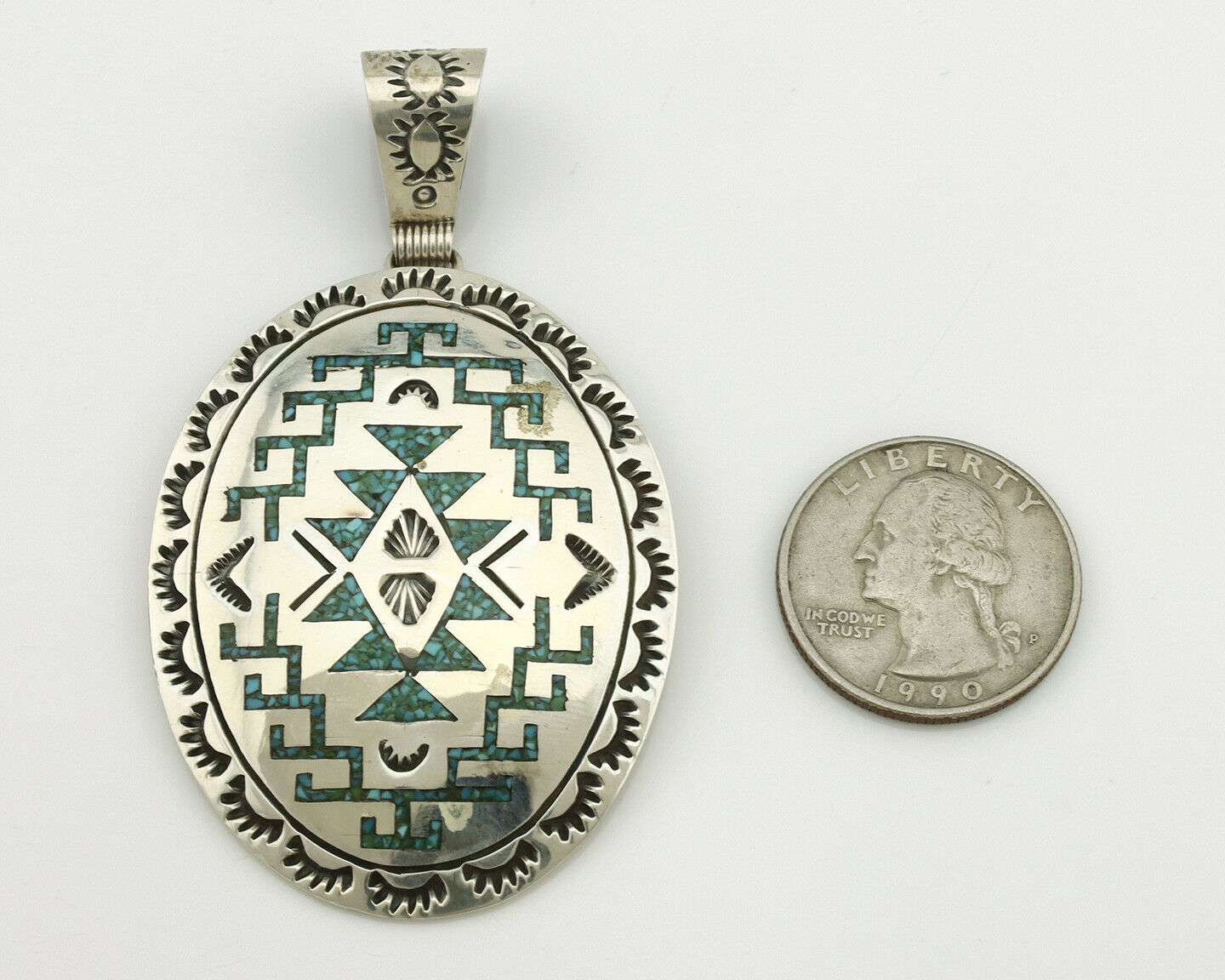 Navajo Necklace .925 Silver Kingman Turquoise Stanley Bain C.80's