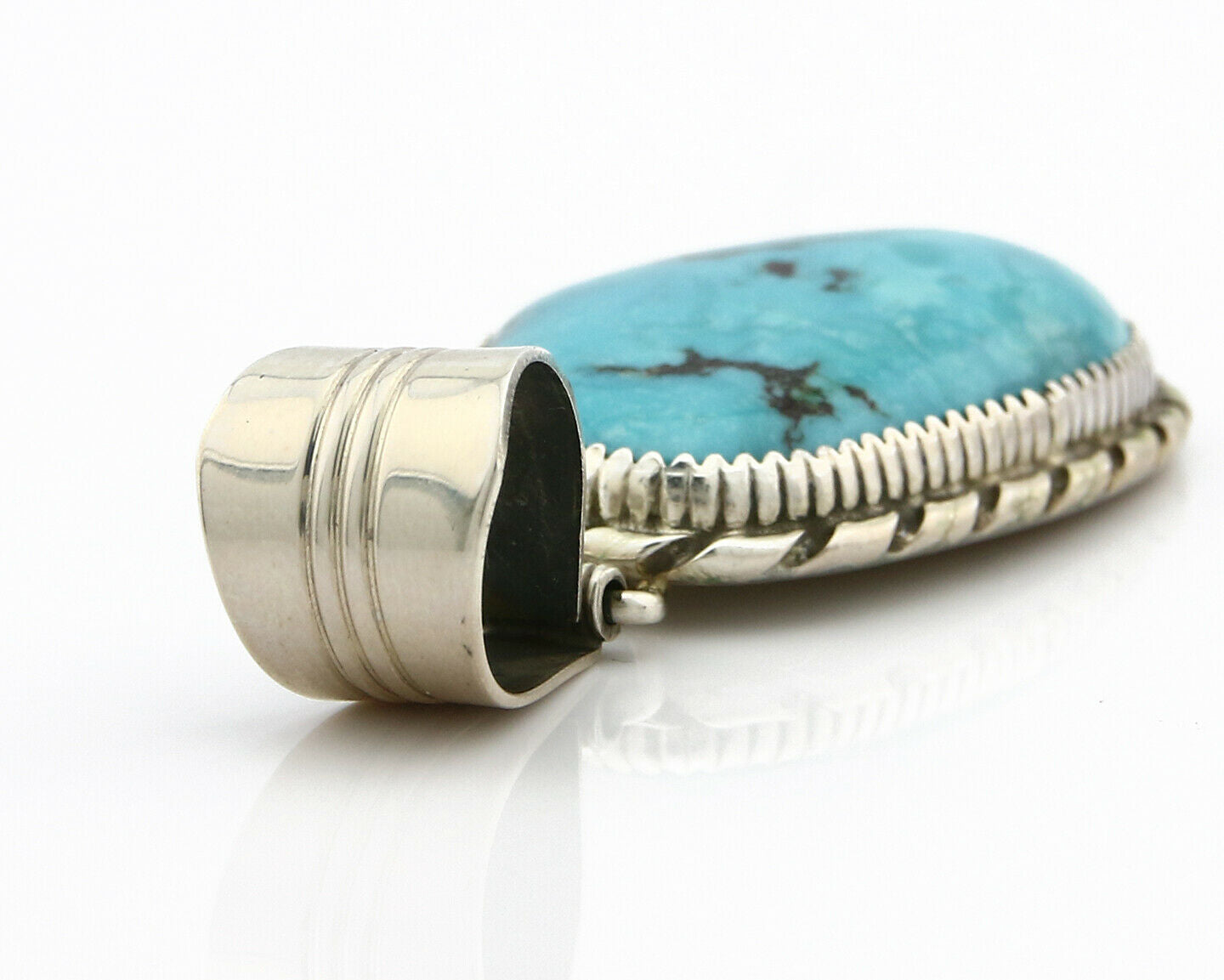 Navajo Pendant Turquoise Mountain .925 Silver Signed LTB C.80's