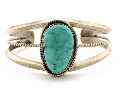 Navajo Cuff Bracelet 925 Silver Spiderweb Turquoise Native American Artist C.80s