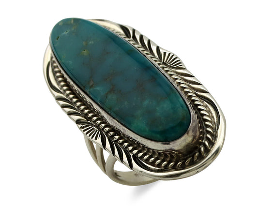 Navajo Ring 925 Silver Turquoise Mountain Artist Signed USA C.80's