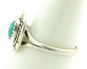 Navajo Ring .925 Silver Natural Blue Turquoise Artist Signed SN C.80's