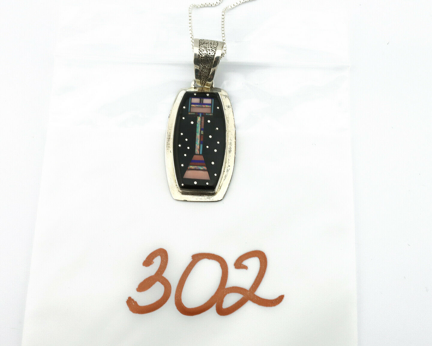 Navajo Handmade Inlaid Kachina Pendant .925 Silver Artist Signed FL C.80's
